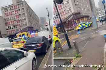 Crime scene in place at Broadwater Farm Estate in Tottenham