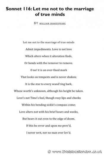 What is the wedding sonnet 116 about and why is it used