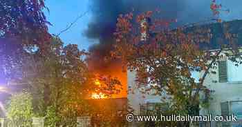 Wawne Road remains closed as 'building could collapse' after fire