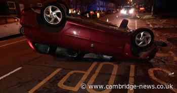 Eaton Ford crash sees unsupervised learner driver flip car after hitting lamp post in Cambs village