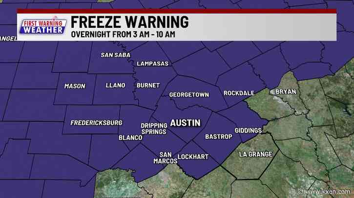Freeze Warning in effect for Austin, most of Central Texas