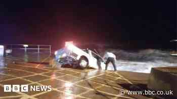Devon and Cornwall: Car washed into sea as Storm Ciaran hits
