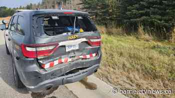 OPP officer injured, police cruiser struck on Highway 400 in Bradford