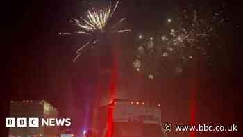 Car crash leads to fireworks show on Canadian motorway
