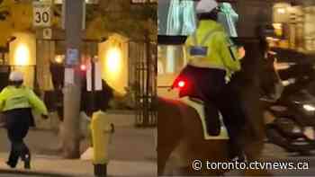 Mounted police officer was seen running after horse in Toronto