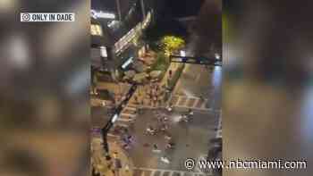 Watch about 30 ATVs, dirt bikes take over intersection outside Brickell City Centre