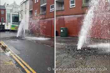 Sutton High Street burst water main erupts for 4 hours
