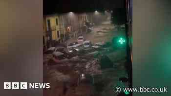 Moment cars swept away by floodwaters as Storm Ciarán hits Italy