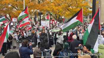 Thousands attend Pro-Palestinian rally at U.S. consulate in Toronto