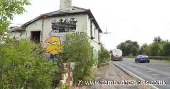 Abandoned pub on A505 with The Simpsons graffiti will become drive-thru