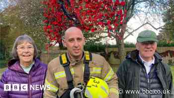 Thousands of crocheted poppies in Wiltshire village tribute