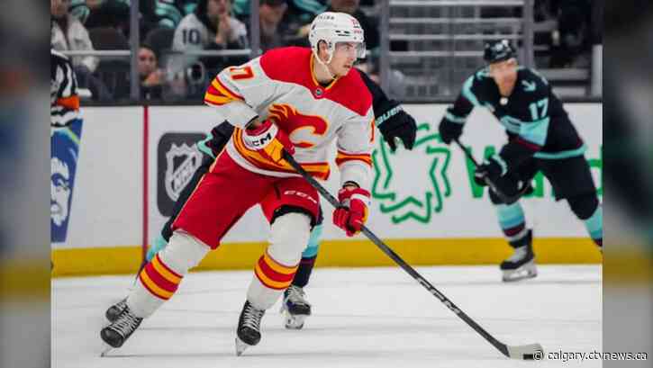 'I'm living the dream': Pospisil notches first NHL goal as Flames snap six-game skid with 6-3 win in Seatlle