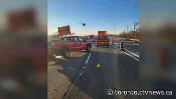2 workers seriously injured in Highway 400 collision in Bradford