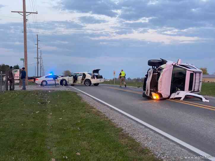 SUV flipped on its side after crash in northeast Allen County