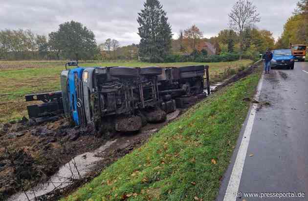POL-OL: ++ Westerstede: Lkw gerät in den Straßengraben ++
