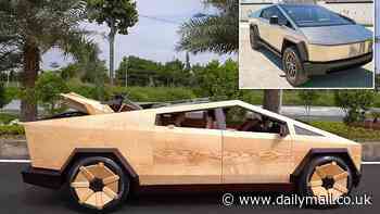 Wood you believe it? Inventor builds a WOODEN version of Tesla's Cybertruck - and incredible video confirms it's fully functional