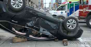 1 sent to hospital after rollover in downtown Calgary