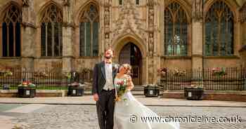 The Morpeth bride and groom who wore charity shop outfits on their wedding day - and then re-donated them