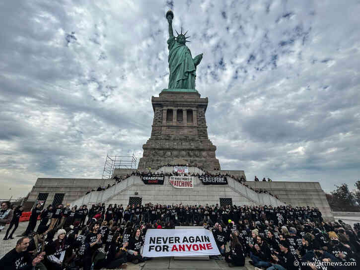 Artists Nan Goldin, Molly Crabapple Attend Activists’ Sit-In for Gaza Ceasefire at Statue of Liberty