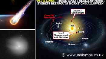 Beware the 'devil comet': Huge space rock three times the size of Mount Everest that is racing towards Earth has sprouted 'horns', scientists say