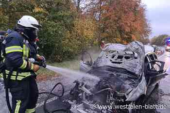 BMW brennt auf der A33 bei Borchen