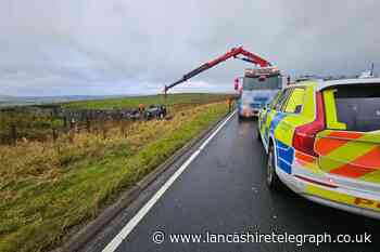 Learner driver flips car on Grane Road in Haslingden
