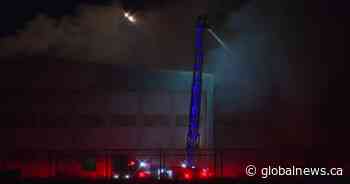 Edmonton firefighters battle blaze at vacant hangar in Blatchford neighbourhood