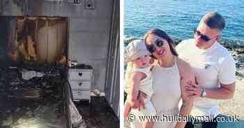 Horrified couple return home from doctor with baby to find house on fire