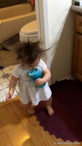 WATCH:  This toddler is all of us who can't talk before our morning coffee