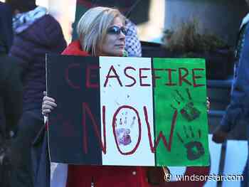 Silent pro-Palestine demonstration draws dozens to downtown Windsor