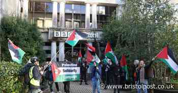 Live: Large crowd forms for pro-Palestine protest outside BBC Bristol