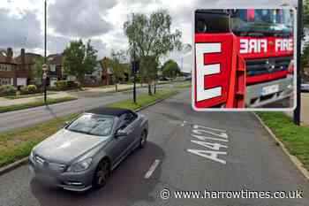 Four fire crews at scene as blaze destroys Wembley garden shed