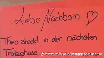 „Theo steckt in der Trotzphase“: Zettel in Hausflur aufgetaucht – Eltern überraschen Nachbarn mit Bitte