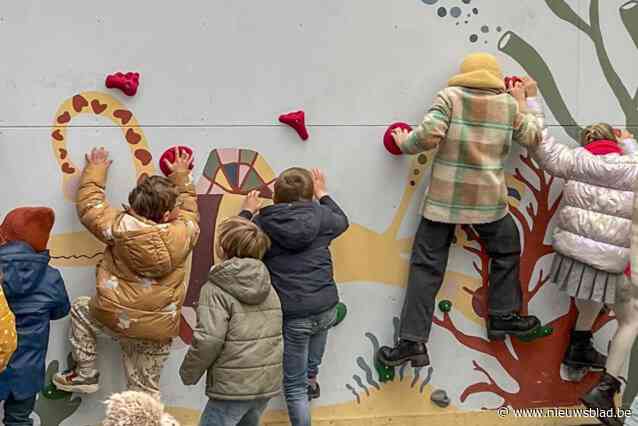 Leerlingen De Kleine Planeet genieten van klimparcours met dank aan juf Sofie