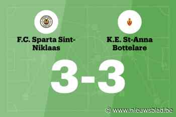 FC Sparta Sint Niklaas sleept gelijkspel uit de brand in de thuiswedstrijd tegen ESA Bottelare B
