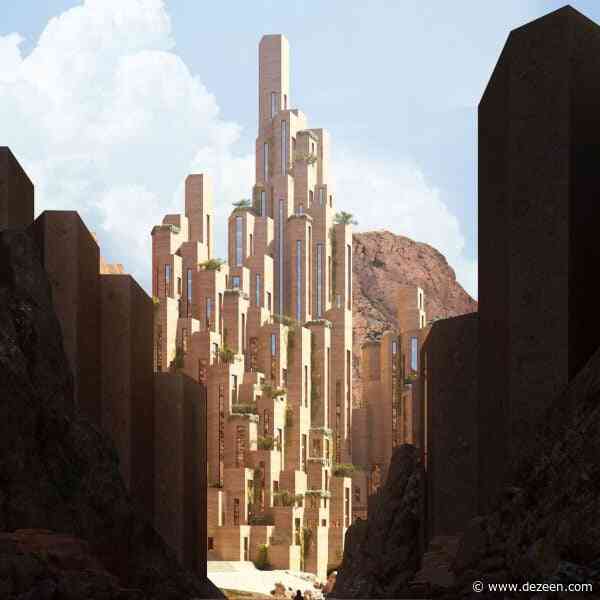 Neom unveils plans for hexagonal-pillar hotel on the Gulf of Aqaba
