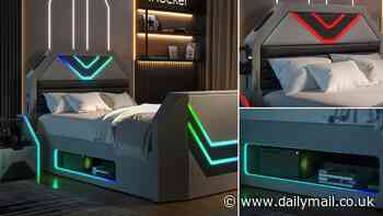 Fort-NIGHT! £3,599 gaming bed features a built-in 43" TV, surround sound speakers, and storage for consoles - and means lazy gamers NEVER have to get up again