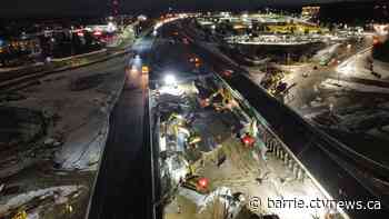 Crews demolish Highway 400 bridge over Essa Road