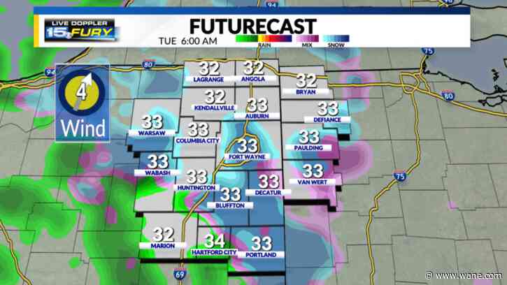 Rain and snow in Tuesday's forecast