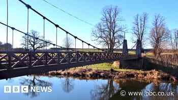 End of the road for cars on Kalemouth Suspension Bridge