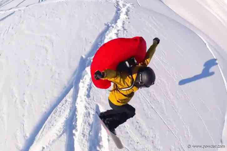 Snowboarder Deploys Avalanche Bag Mid Air