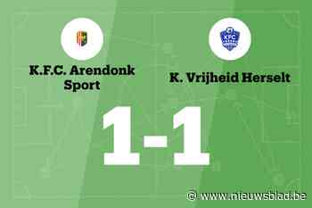 Gelijkspel voor Arendonk B thuis tegen Herselt B