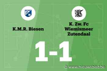 KMR Biesen B speelt thuis gelijk tegen Zwaluw Wiemismeer