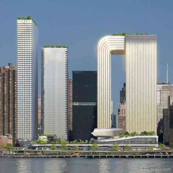 BIG designs skyscrapers with cantilevered skybridge in Manhattan
