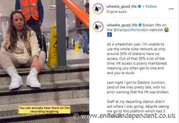 Station staff laugh at disabled woman who crawled up steps