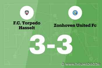 Torpedo Hasselt sleept gelijkspel uit de brand in de thuiswedstrijd tegen Zonhoven United