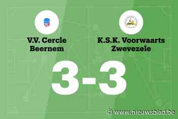 VVC Beernem B speelt gelijk in thuiswedstrijd tegen KSKV Zwevezele