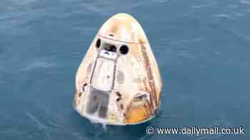 Splashdown! Four astronauts who spent 21 DAYS in space return to Earth in SpaceX capsule that shot through atmosphere at 17,500 mph