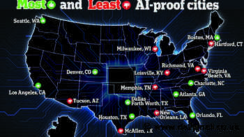 America's AI takeover: New map reveals US cities DOOMED to lose the most jobs to tech... is YOUR hometown at risk?