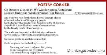 On October 21st, 2023, We Wander into a Restaurant Labeled Online as “Mediterranean” for Dinner